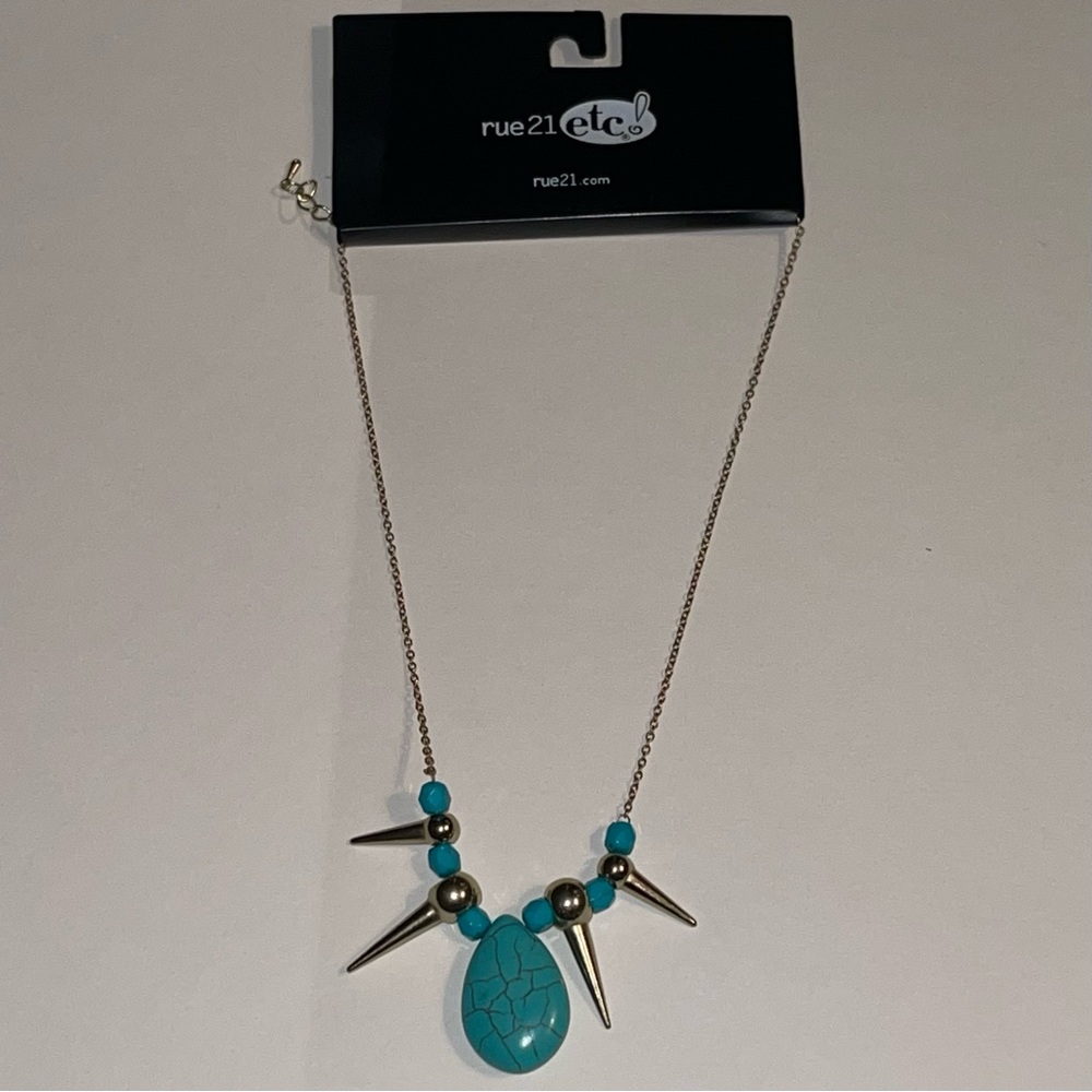 Rue21 Faux Turquoise & Gold Necklace